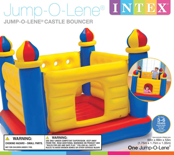 Intex Inflatable Colorful Jump-O-Lene Kids Castle Bouncer for Ages